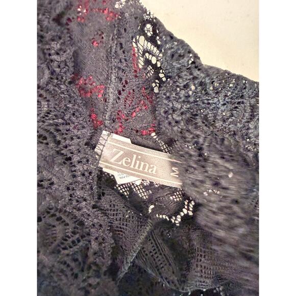 NWT Zelina Lingerie Underwear Panties Women's Size Medium Wine Red / Black - Picture 5 of 10